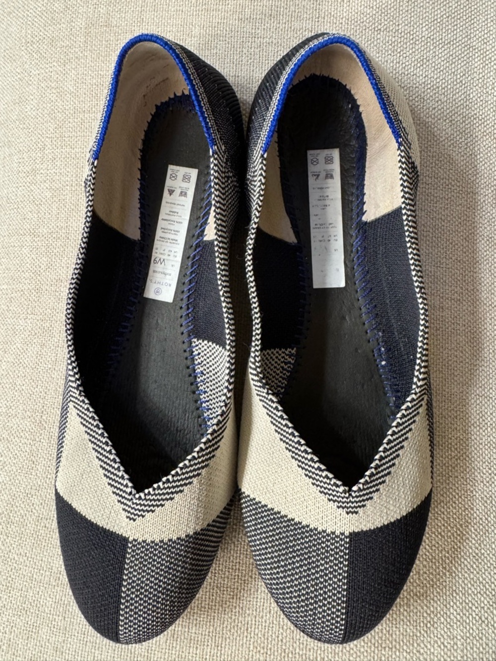 Woven Black & Cream Ballet Flats